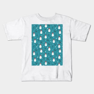 Winter Snowmen Art Pattern II Kids T-Shirt